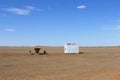 Picnic set in empty desert, Australian Outback