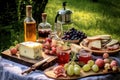 picnic setting with brandy making book and ingredients