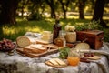 picnic setting with brandy making book and ingredients