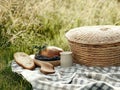 Picnic setup with bread Royalty Free Stock Photo