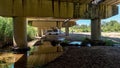 Picnic In The Shade Under A Bridge