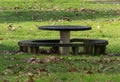 PICNIC STONE TABLE IN THE COUNTRYSIDE.
