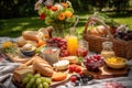 picnic on a sunny day, with fresh and colorful foods and drinks