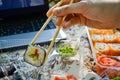 Picnic. Sushi outdoors on a summer day