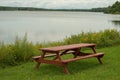 Pinic table on the lakeshore Royalty Free Stock Photo