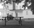 Picnic Table in Front of Visitor`s Building at Park Royalty Free Stock Photo