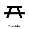 Picnic table icon vector isolated on white background, logo concept of Picnic table sign on transparent background, black filled