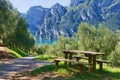 Picnic table by the lake Royalty Free Stock Photo