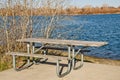 Picnic Table at a Lake Royalty Free Stock Photo