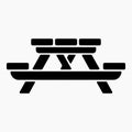 Picnic table minimal household solid icon Royalty Free Stock Photo