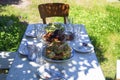Rural picnic table in the open air Royalty Free Stock Photo