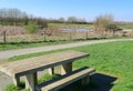 Picnic table overlooking Henhurst Lake in the North Kent countryside