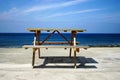 PICNIC TABLE & SEA Royalty Free Stock Photo