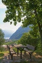 Picnic table under tree Royalty Free Stock Photo