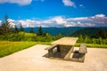 Picnic table and view of the Appalachian Mountains from the Blue Royalty Free Stock Photo