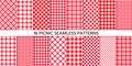 Picnic tablecloth seamless pattern. Vector illustration. Set red checkered prints Royalty Free Stock Photo