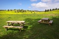 Picnic tables Royalty Free Stock Photo