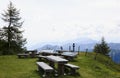 Picnic-tables and billboards, Carinthia, Austria Royalty Free Stock Photo