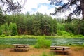 Picnic Tables and River