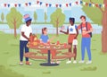 Picnic to celebrate Independence day in park flat color vector illustration Royalty Free Stock Photo