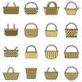 Picnic wicker icons set vector color