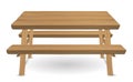 Picnic wood table on a white background