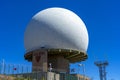 Pico do Areeiro, detail of the round white dome of radar station NÂ°4 on the Portuguese island of Madeira.