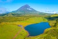 Pico mountain viewed behind Lagoa do Capitao, Azores, portugal