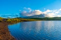 Pico mountain viewed behind Lagoa do Capitao, Azores, portugal