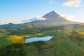 Pico mountain viewed behind Lagoa do Capitao, Azores, portugal