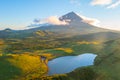 Pico mountain viewed behind Lagoa do Capitao, Azores, portugal