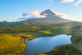 Pico mountain viewed behind Lagoa do Capitao, Azores, portugal