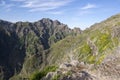 Pico Ruivo hiking, above clouds, amazing magic landscape, incredible views, sunny weather with low clouds, island Madeira, Portu