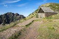 Pico Ruivo hiking, above clouds, amazing magic landscape, incredible views, sunny weather with low clouds, island Madeira, Portu