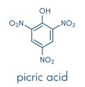 Picric acid 2,4,6-trinitrophenol explosive molecule. Skeletal formula. Royalty Free Stock Photo