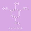 Picric acid 2,4,6-trinitrophenol explosive molecule. Skeletal formula. Royalty Free Stock Photo