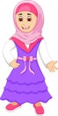 Beautyb islamic women cartoon standing with smile and waving