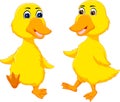 Cute baby duck cartoon dancing with smile Royalty Free Stock Photo