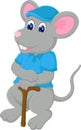 Cute mouse cartoon standing bring stick with smile Royalty Free Stock Photo