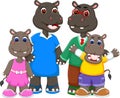 Happy family of hippo cartoon Royalty Free Stock Photo
