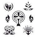 Set of Hands Spirit and Religion Icons Collection Decorative Logo Elements Vector Royalty Free Stock Photo