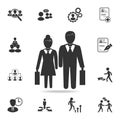 Pictogram of a businessman and a businesswoman icon. Set of Human resources, head hunting icons. Premium quality graphic design. S