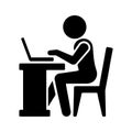 Pictogram Businessman Working on Computer. Vector illustration