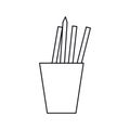 Pictogram cup pencils pens utensils working Royalty Free Stock Photo