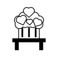 Pictogram cupcake heart on table design