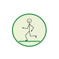 Treadmill icon, silhouette of a person running, doing sports, button