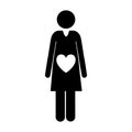 Pictogram front view pregnant woman with heart in belly