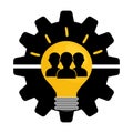 Pictogram gears bulb teamwork support design