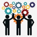 Pictogram gears teamwork support design