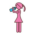 Pictogram girl sport fitness bottle water